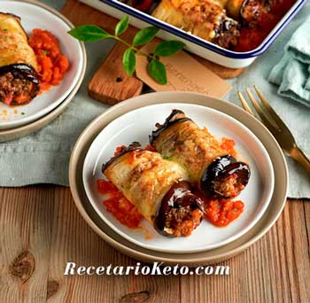 recetas keto rollitos de berenjena